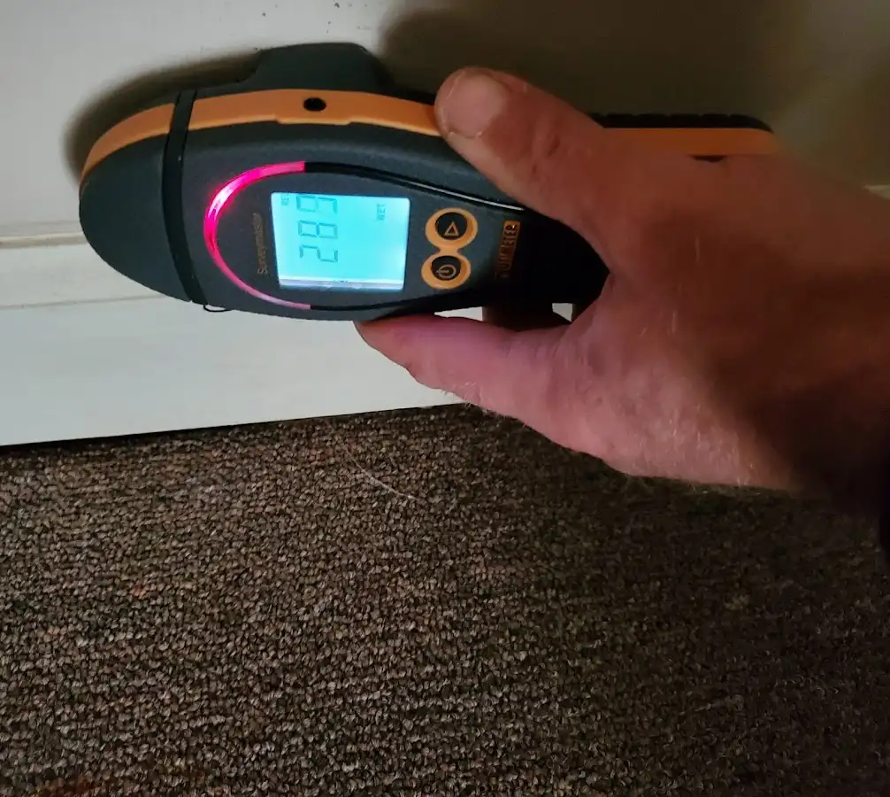 Moisture detection at baseboard during Sewage Cleanup & Sanitation in Chickasha